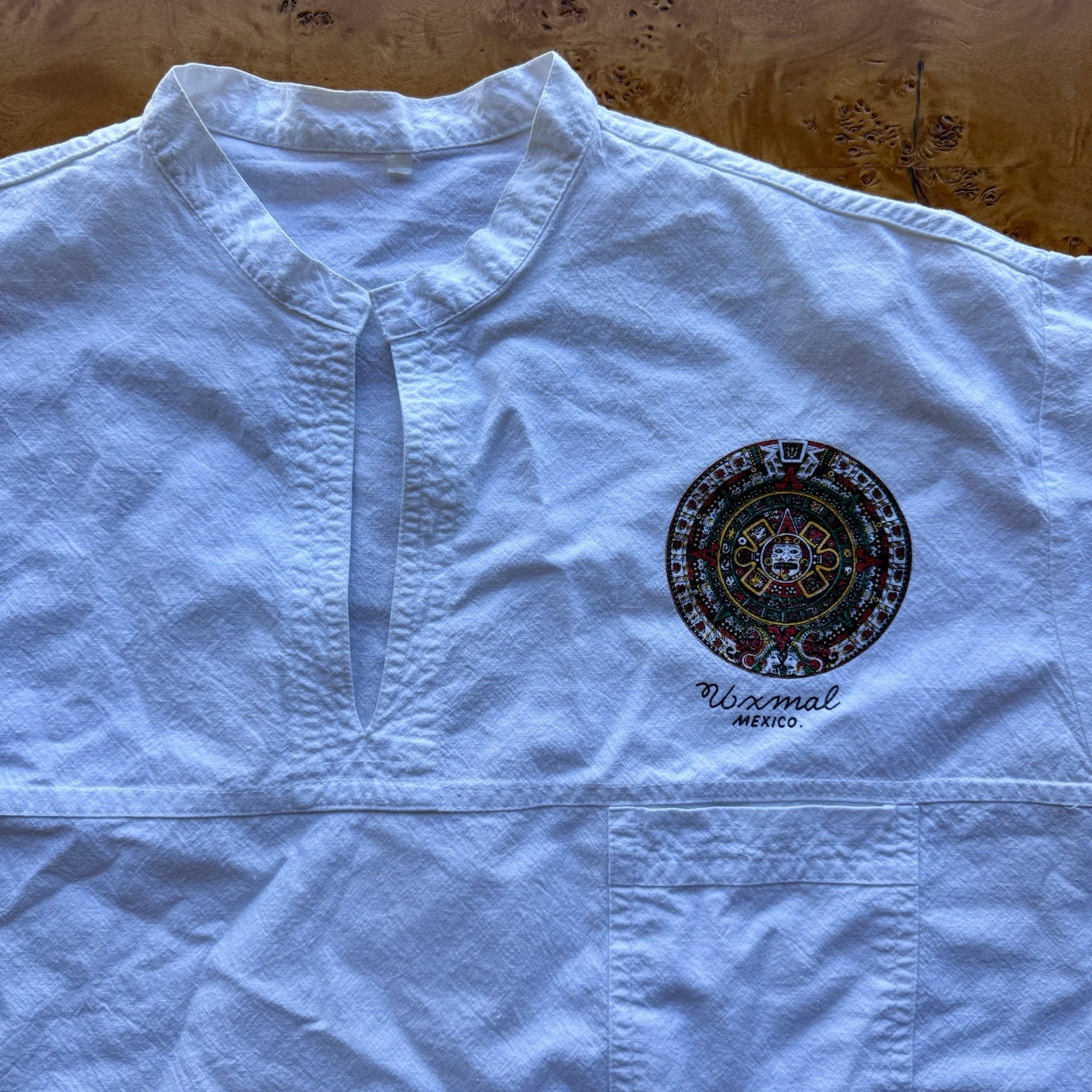White Shirt Mens XL White Mexican Beach Casual Flour Sack Drawstring Tourist gallery