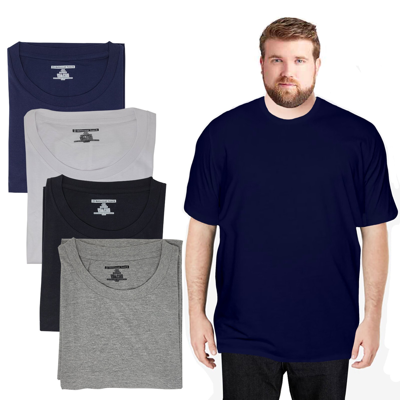 Different Touch Men Big and Tall 100% Cotton Short Sleeve T-Shirts 4PACK gallery