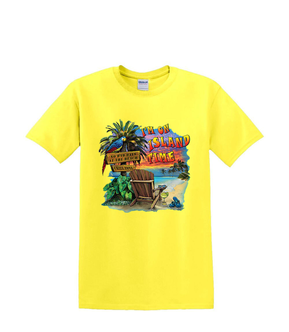 T-Shirt S to 2XL 3XL - ISLAND TIME relax resort neon fun adult gallery
