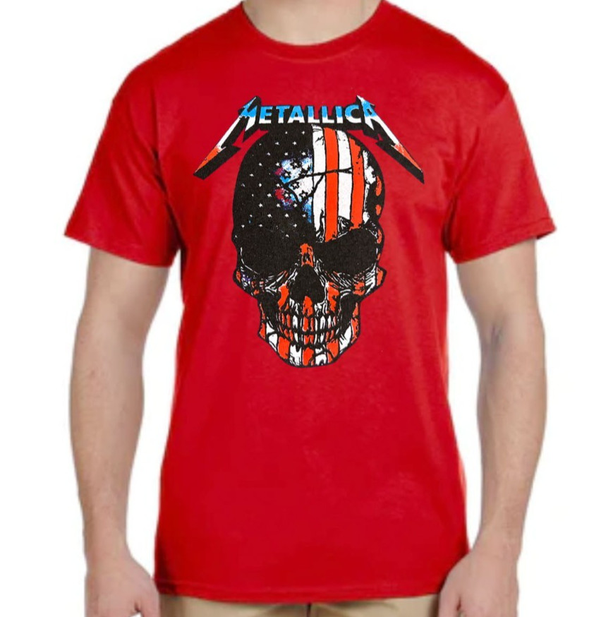 METALLICA AMERICAN SKULL PUNK ROCK Black T Shirt gallery