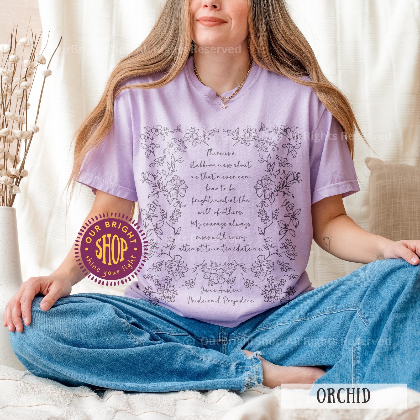 Jane Austen Shirt Pride and Prejudice Quote Shirt Elizabeth Bennet Floral Tee Re gallery