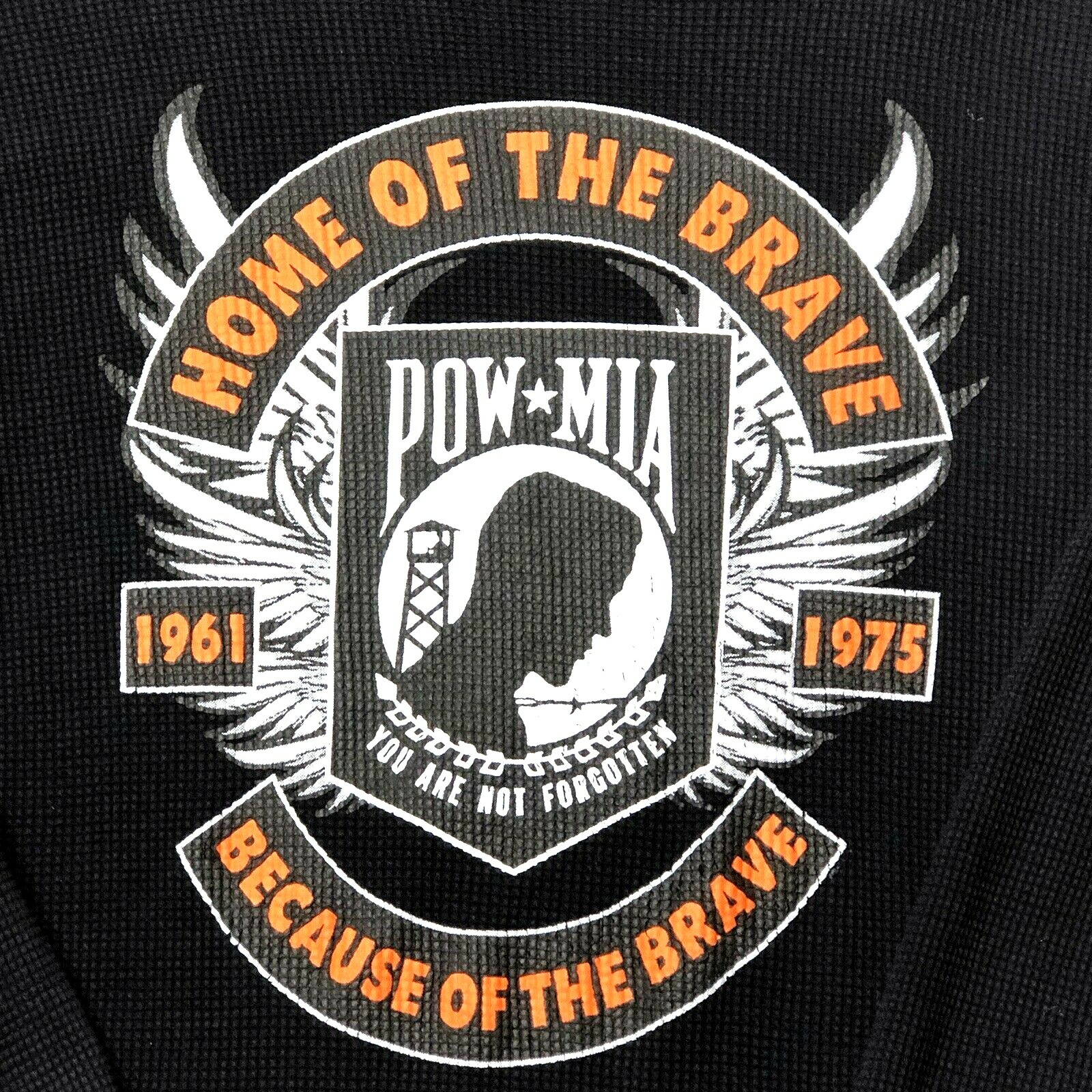 POW-MIA T-Shirt Men's Large Black You Are Not Forgotten Waffle HeavyweightCotton gallery