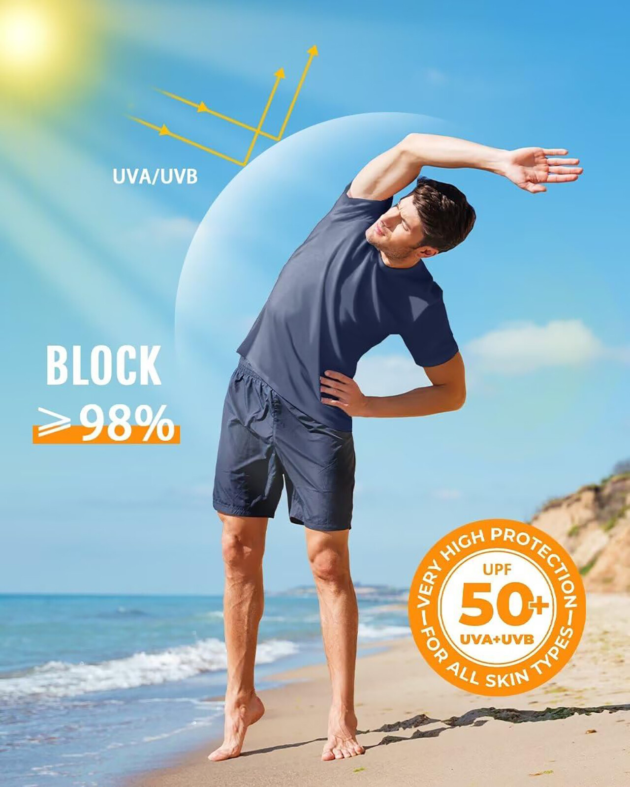 UPF50+ Men's UV Shirts Short Sleeve Quick Dry Performance Gym Workout Athletic T gallery