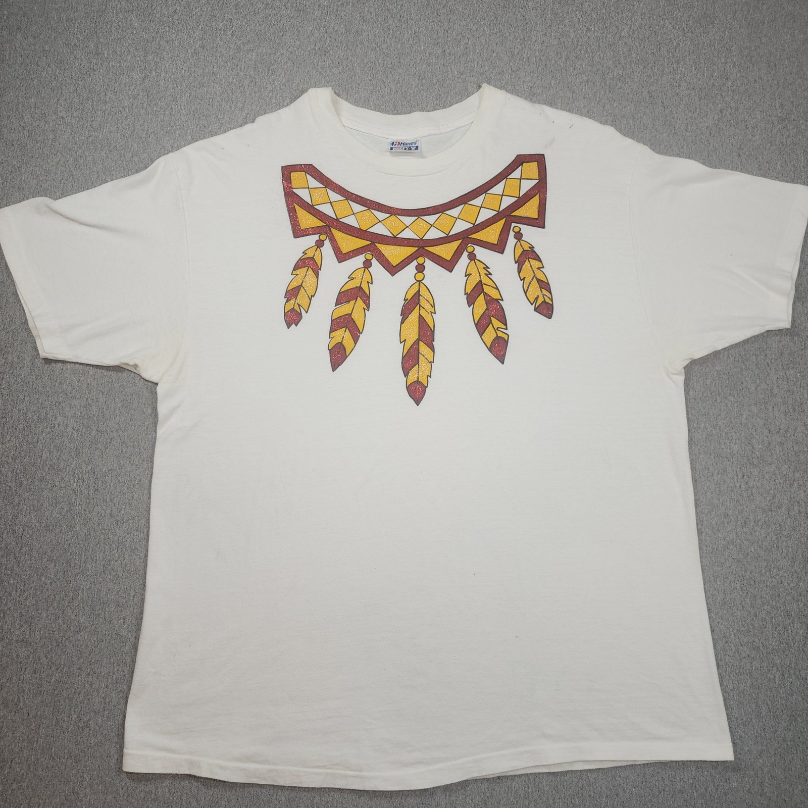 Hanes Beefy-T Graphic Tee Mens XL White Good Vintage 90s Southwestern Glitter gallery