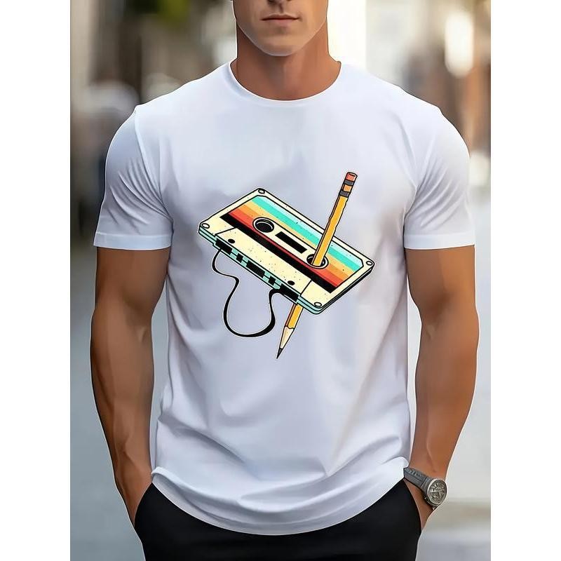Men’s 80s Cassette Tape Graphic T-Shirt – Retro Music Tee with Nostalgic Print gallery