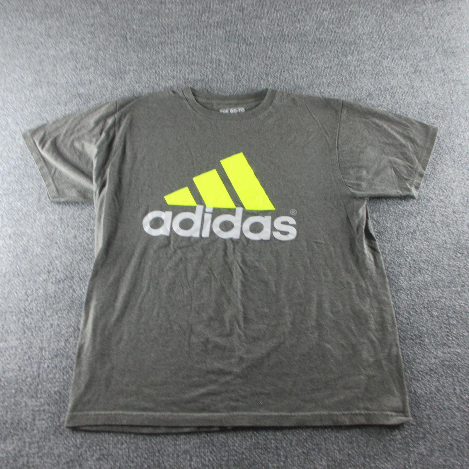 Adidas Shirt Mens L Gray The Go-To Tee Logo Graphic Short Sleeve Sports Athletic gallery