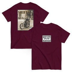 SHIFTY BIKER MOTORCYCLE TWO SIDED T SHIRT by RACE CITY RETRO