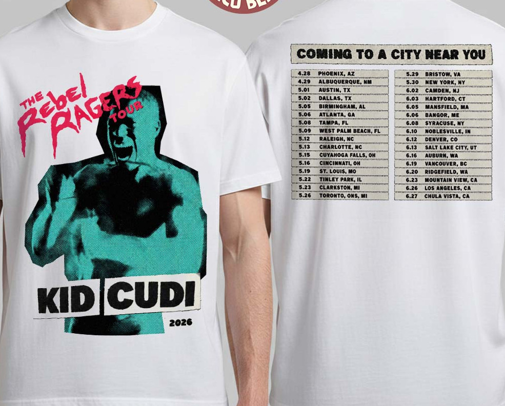 NEW! Kid C_di The Rebel Ragers T0ur 2026 North America T-Shirt Size S-5XL