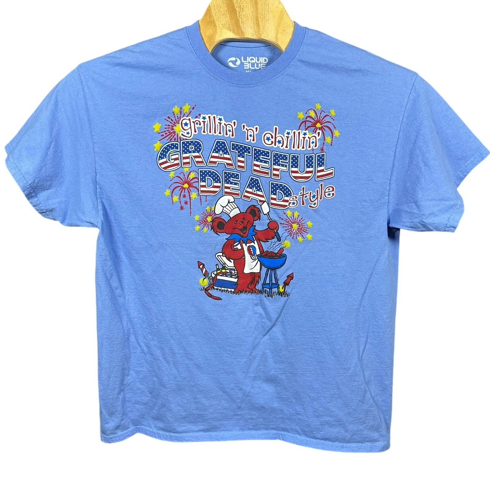 Liquid Blue Grateful Dead Style Grilling Chillin Bear T Shirt XL gallery