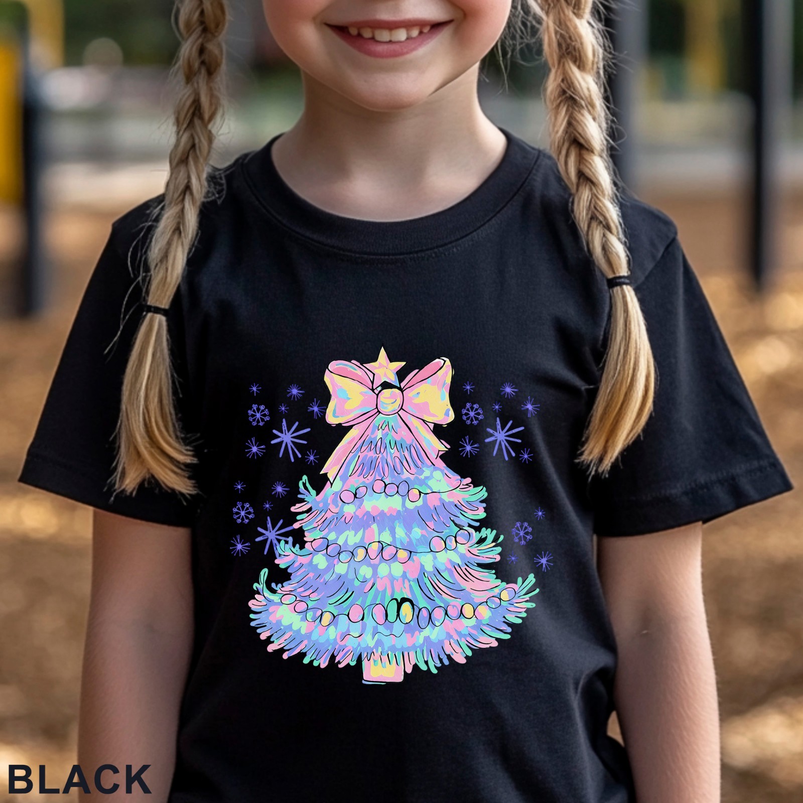 Pastel Holographic Christmas Tree Shirt, Coquette Christmas Tree Shirt, 203704 gallery