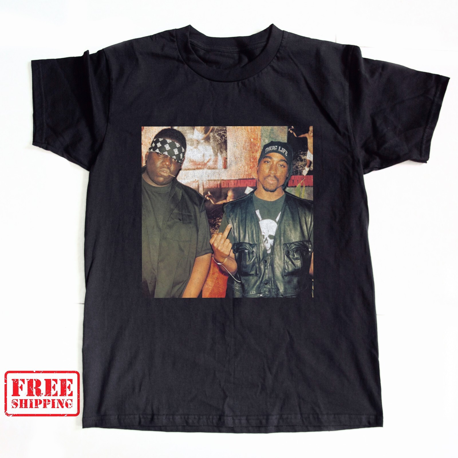 Notorious Big And 2 Pac Music T Shirt Black S-5XL Free Shipping