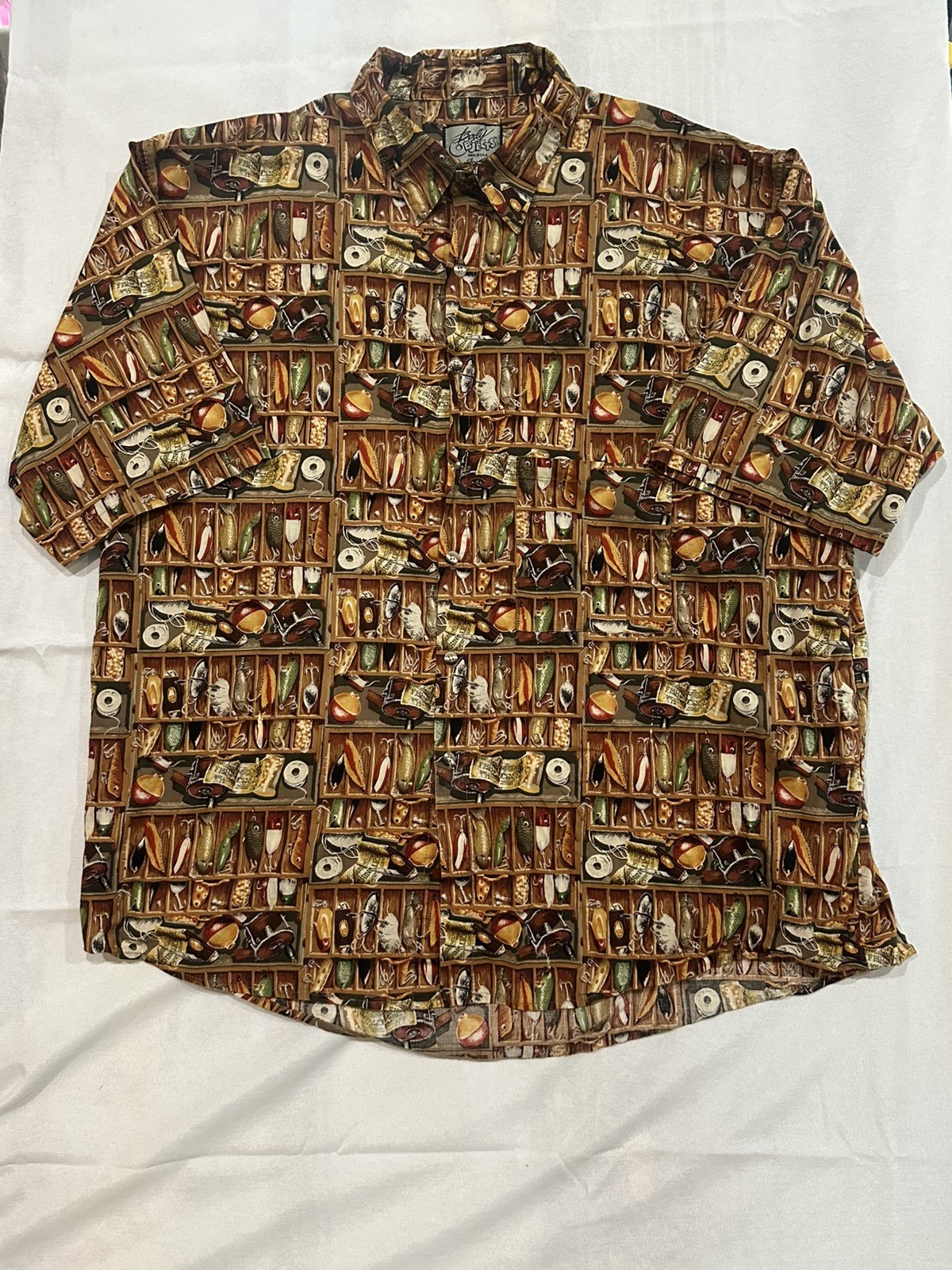 Body Objects Shirt Mens 3XB Fishing Outdoor Nature Tackle Box Button Up Made USA gallery