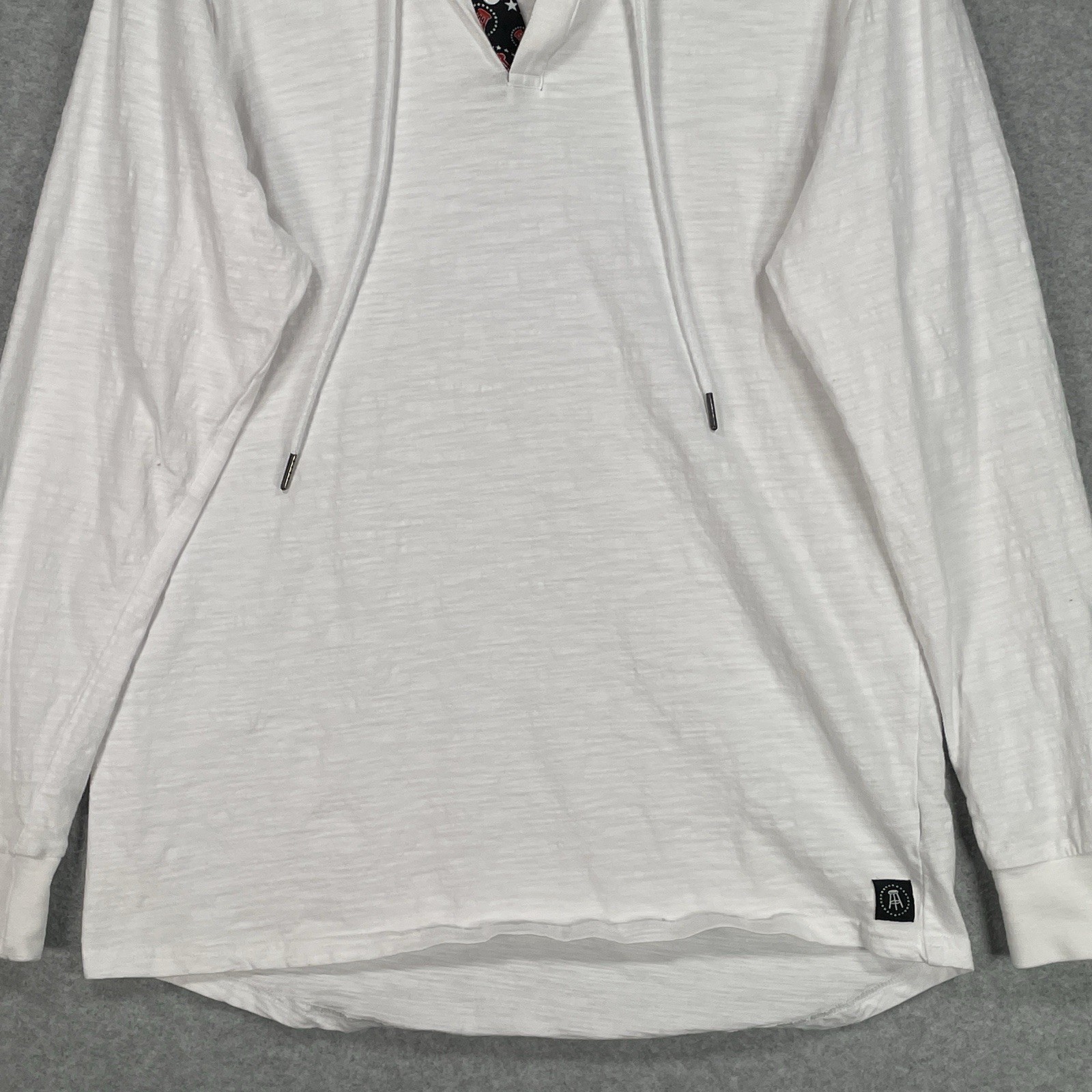Barstool Sports Henley Shirt L White Lightweight Hooded Long Sleeve Pullover gallery