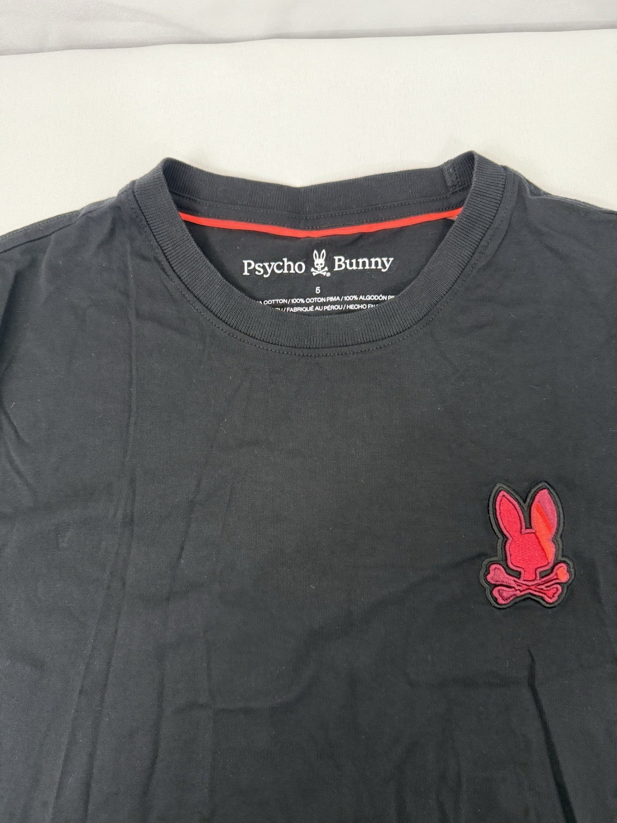 Psycho Bunny Apple Valley Black Red Embroidered T-Shirt Mens Size 5 Medium gallery