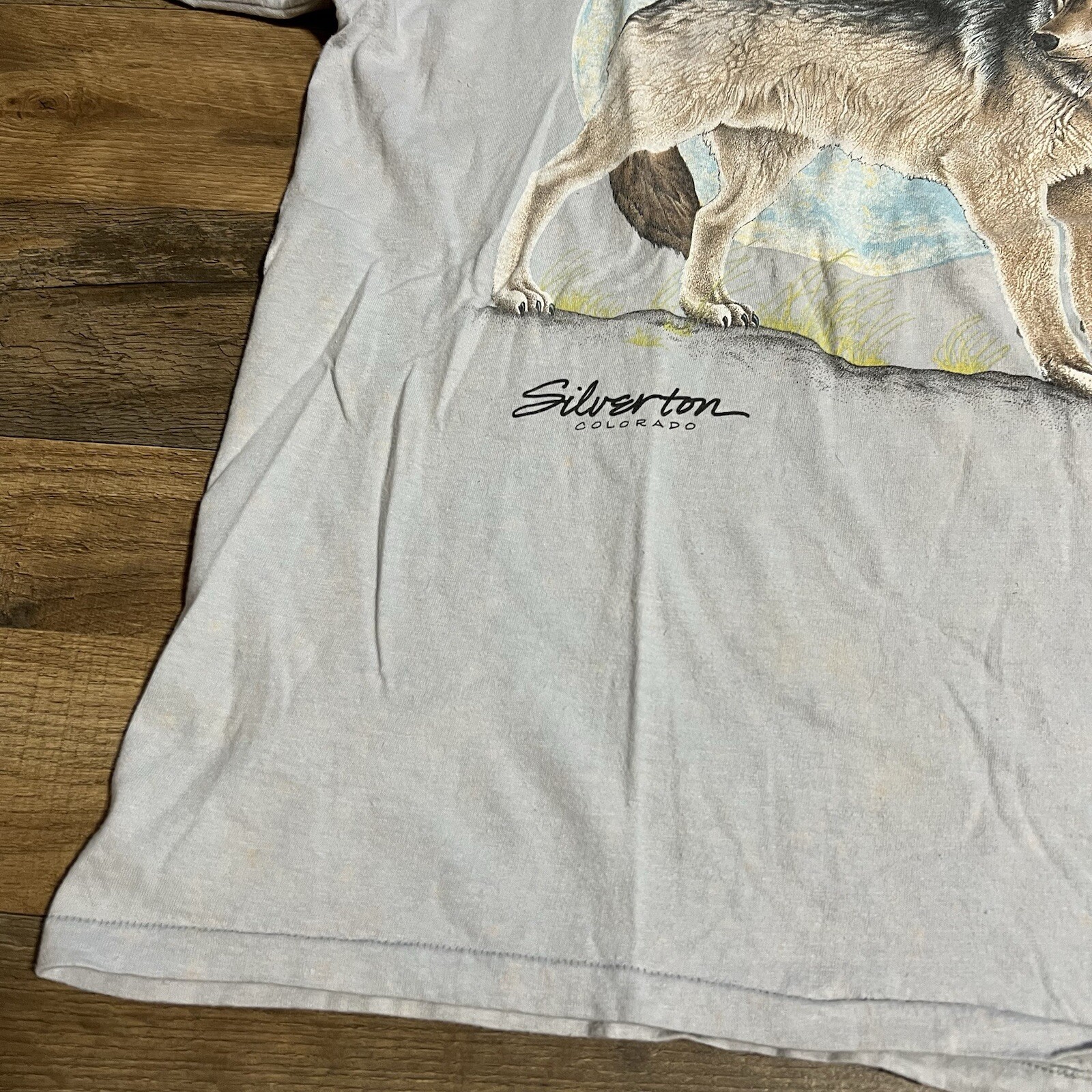 VTG 80s Habitat Softwear Silverton Colorado Wolf Moon Cal Cru T-shirt Adult XL gallery