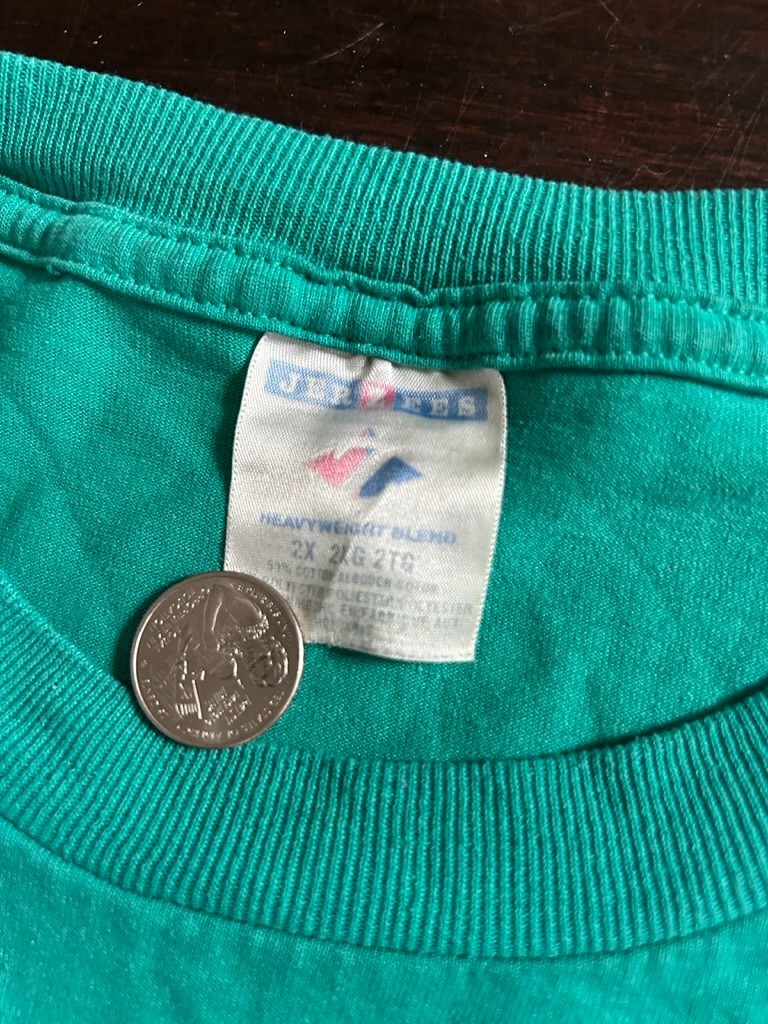 Vintage jerzees slogan t shirt i dont know mens cyan 2XL gallery