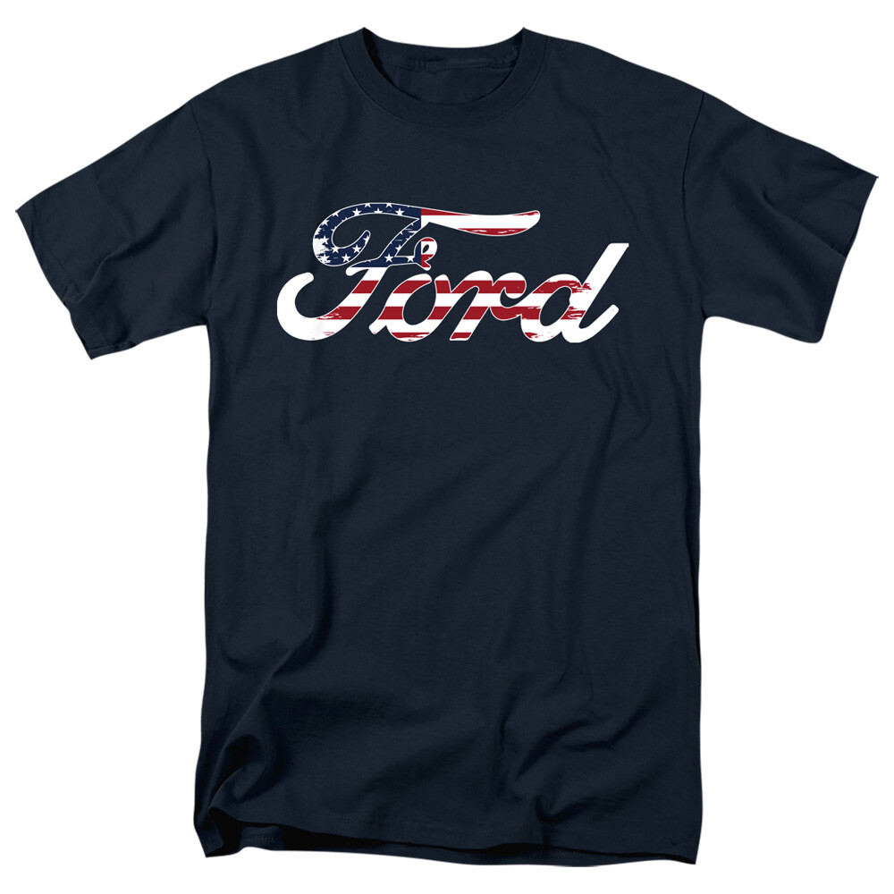 Ford American Flag Logo Licensed Adult T-Shirt
