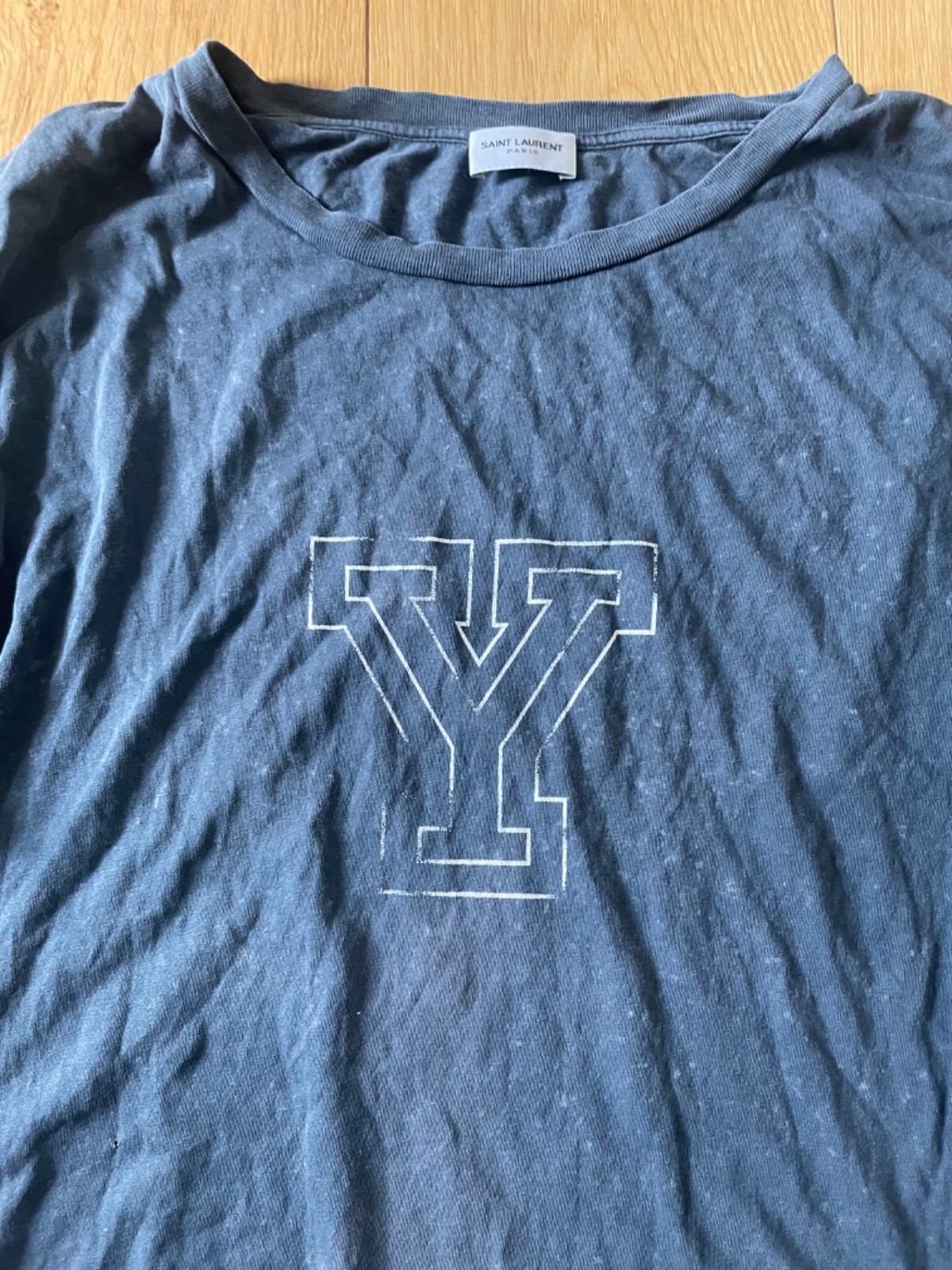 Saint Laurent Paris T-Shirt Navy Blue Oversized Cotton Size Small gallery
