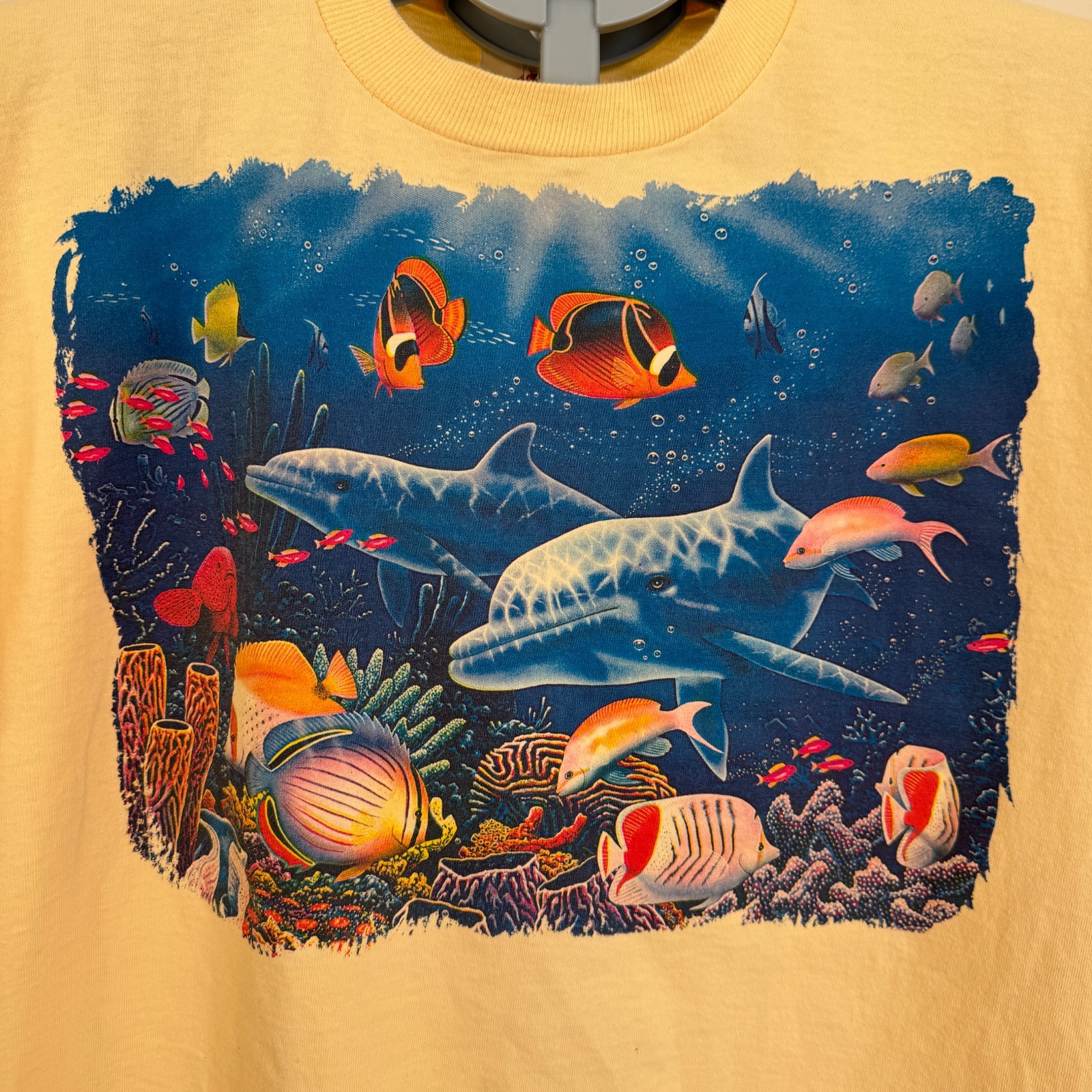 Jerzees Sea Life Graphic T Shirt Yellow Heavyweight Cotton Men’s L gallery