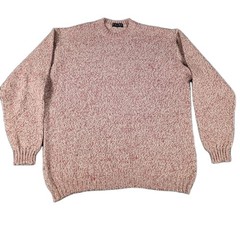 Clive Long Sleeve Crew Neck Sweater Mens Large Red Ivory Heathered
