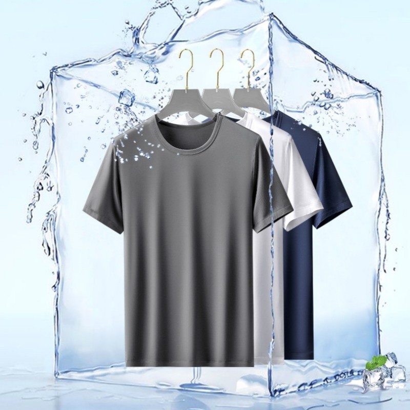 Universal Men's Polyester Fiber Plain Crew Neck Tee Short Sleeves T-Shirt M-5XL gallery