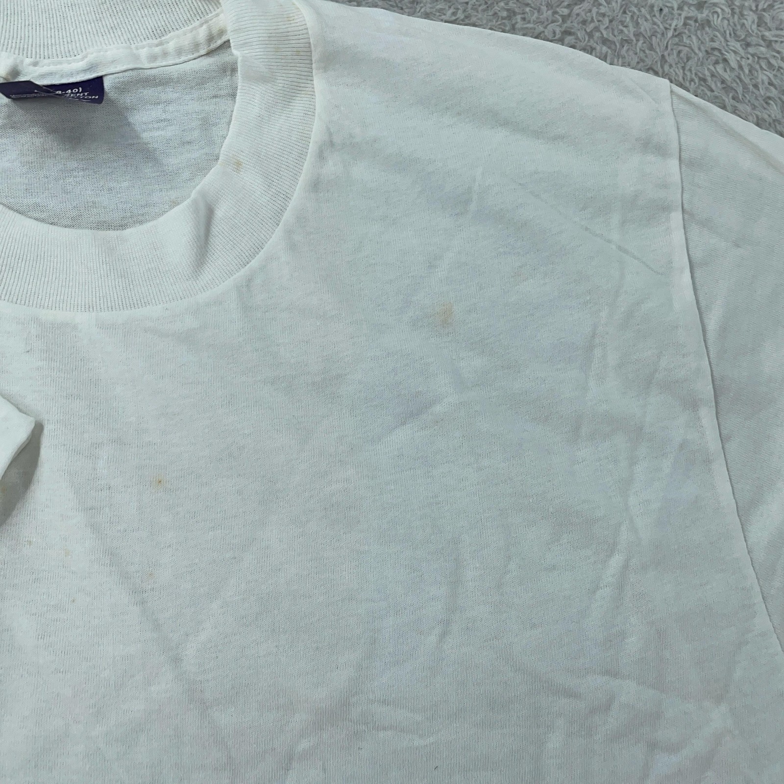 Vtg Blank White DPSC by BVD Shirt Mens Small 100% Combed Cotton Crewneck Plain gallery