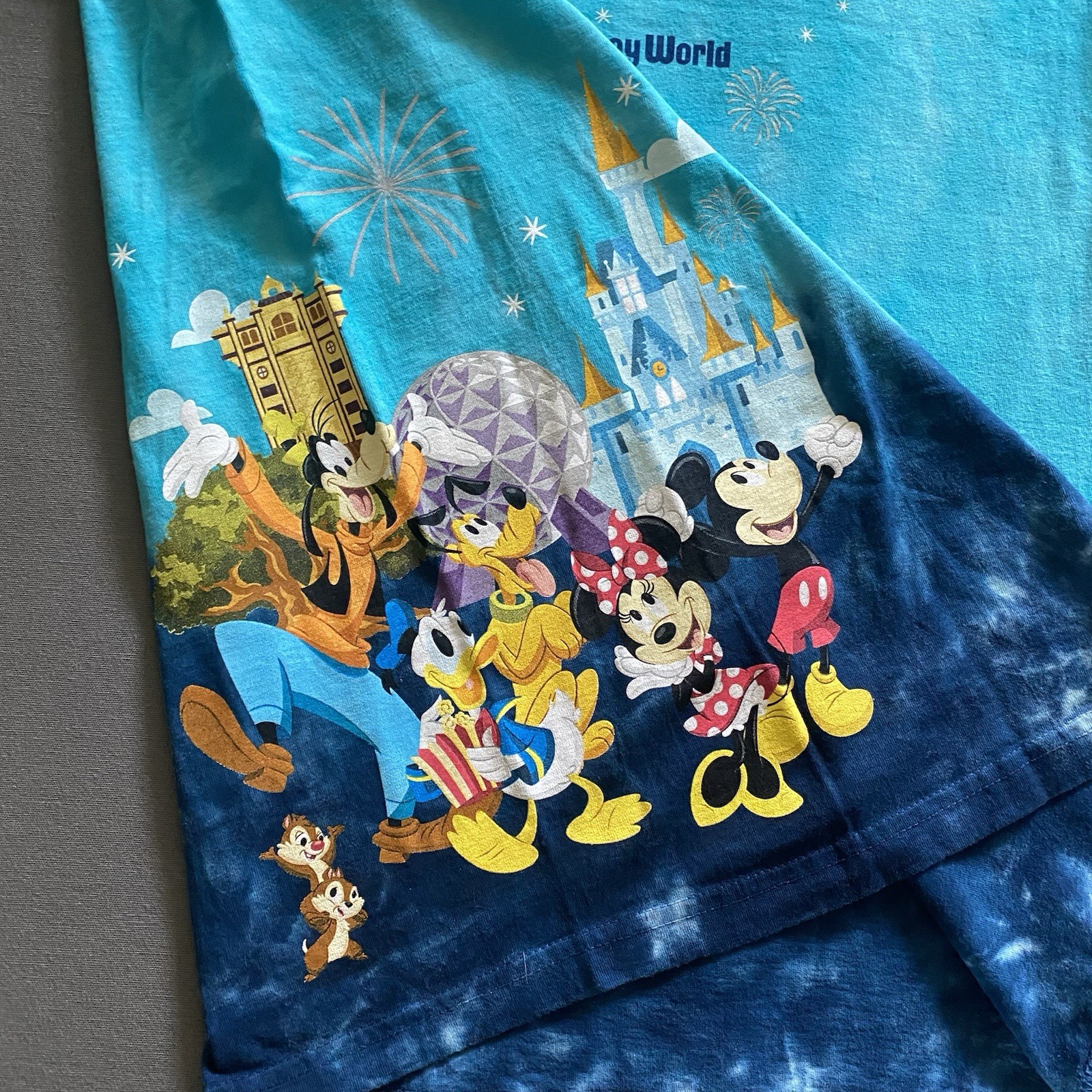 2019 Disney World New Year T Shirt Mens Medium Blue Tie Dye 2010s Orlando FL gallery