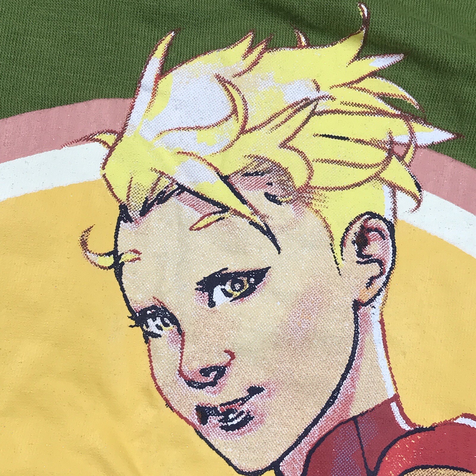 Captain Marvel Graphic Tee Shirt Adult Medium Green Contrasting Yellow Trim gallery