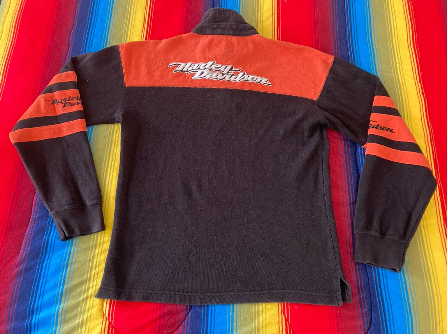 Harley Davidson Henley Shirt Mens Small Embroidered Black Thermal Y2K gallery