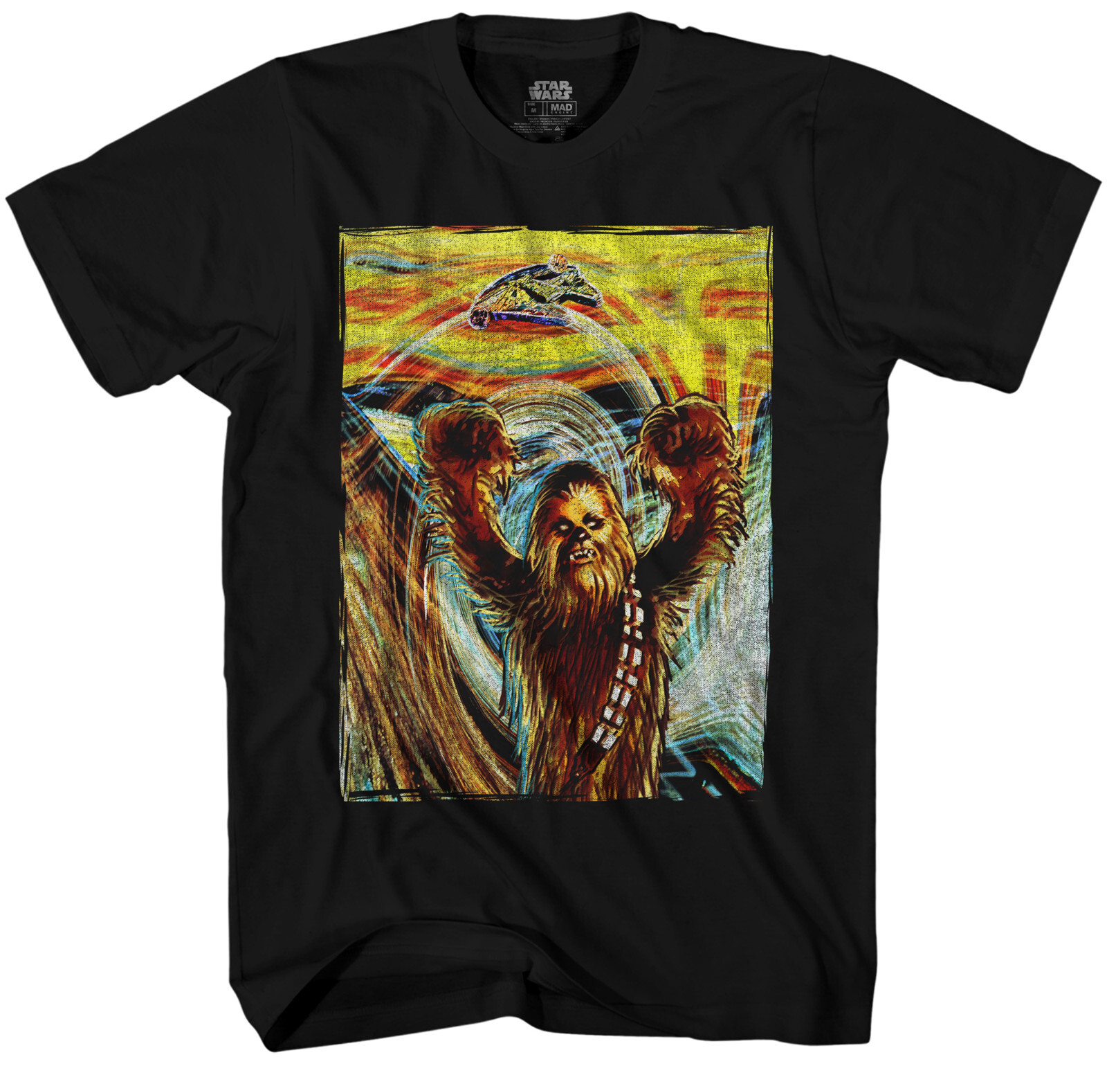 Star Wars Chewbacca Scared Men’s Black T-Shirt New