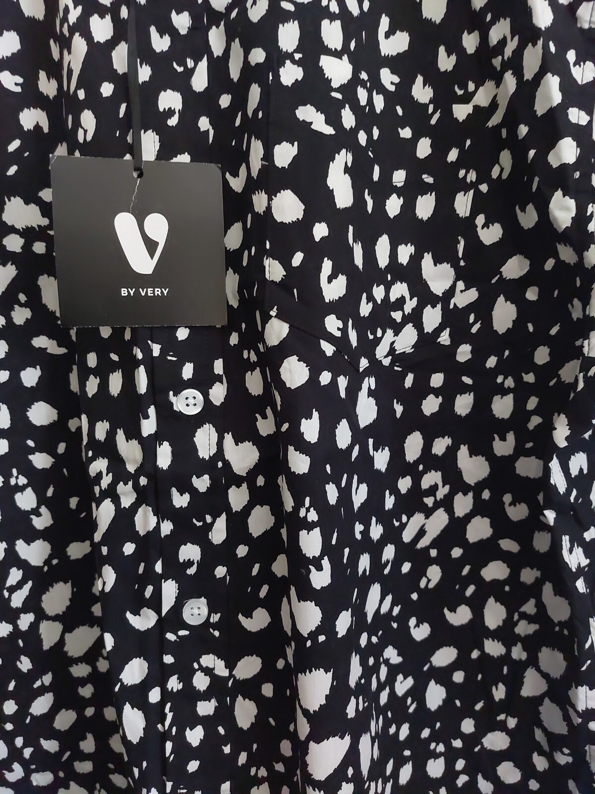 V By Very Mens Cotton Animal Print Party Shirt - Black White Size Uk Large L gallery