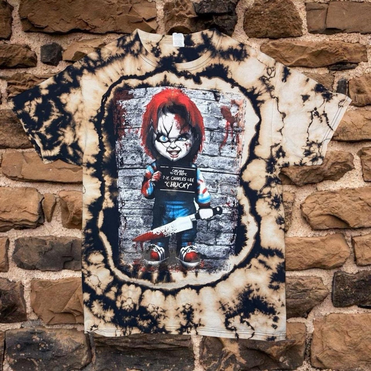 Handmade Custom Chucky Reverse Tie Dye Mens Size M 1 of 1 Artist Signed Horror gallery
