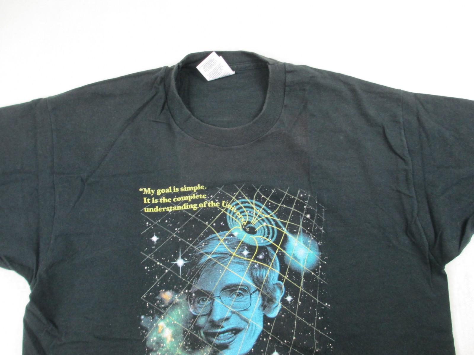 VINTAGE Stephen Hawking Shirt Mens Extra Large Black USA Single Stitch 1995* gallery