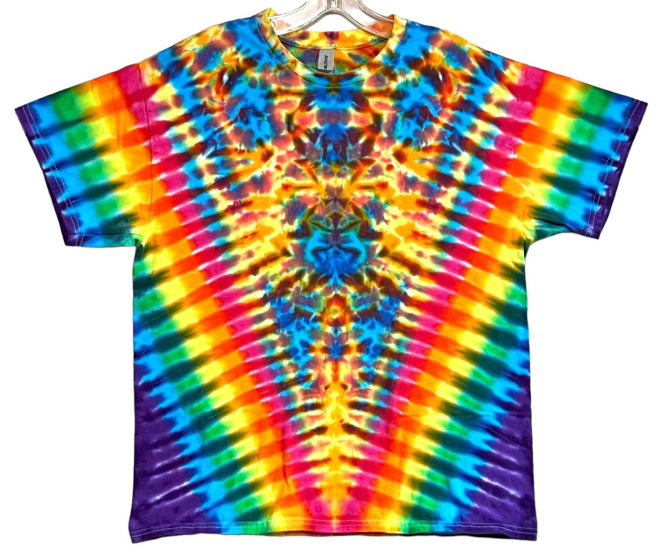 Tie Dye Shirt | Rainbow Pinwheel V Blotter | Handmade | Unisex | Tall | Women's gallery