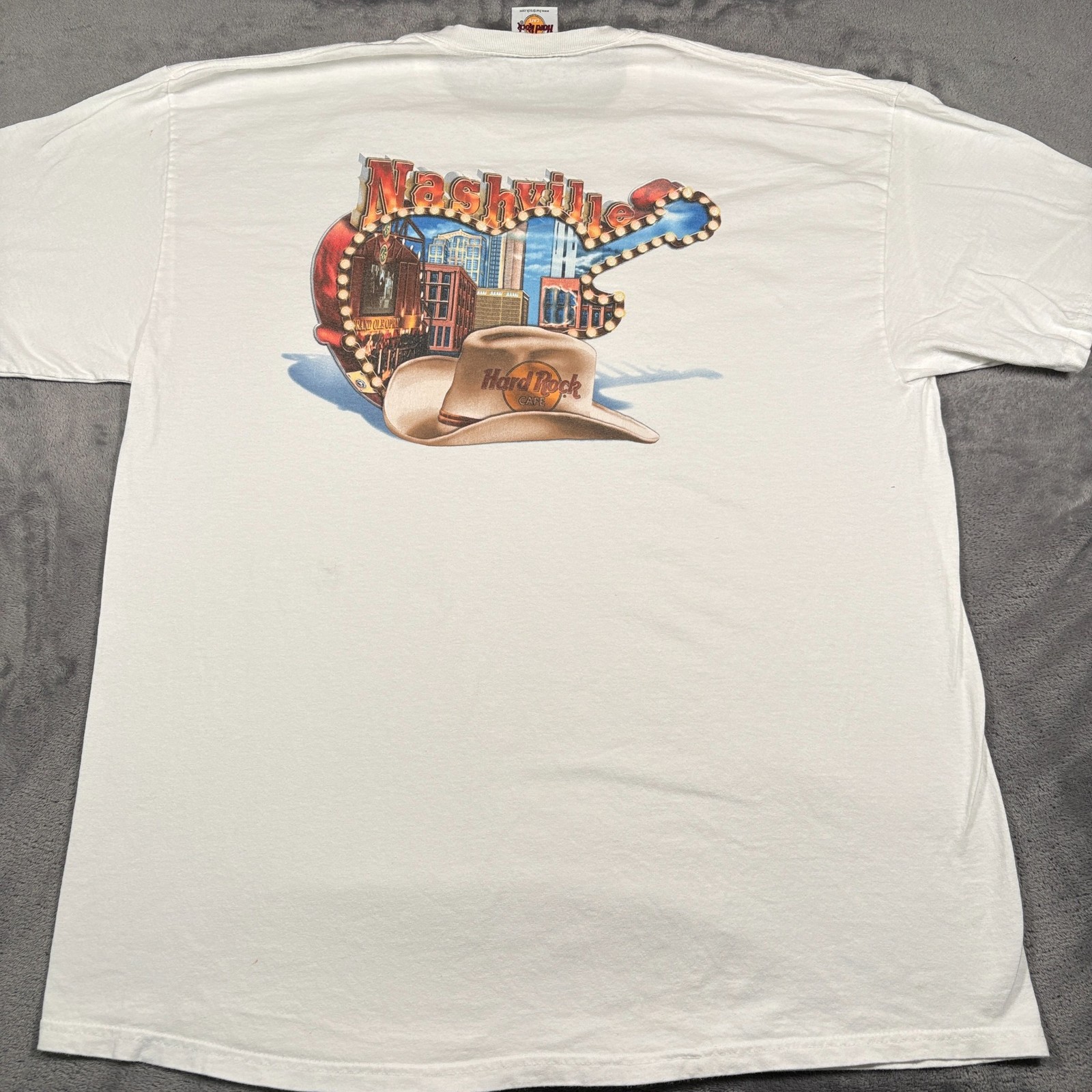Vintage 90s Hard Rock Cafe Nashville T-Shirt Mens XL White Guitar Graphic Casual gallery