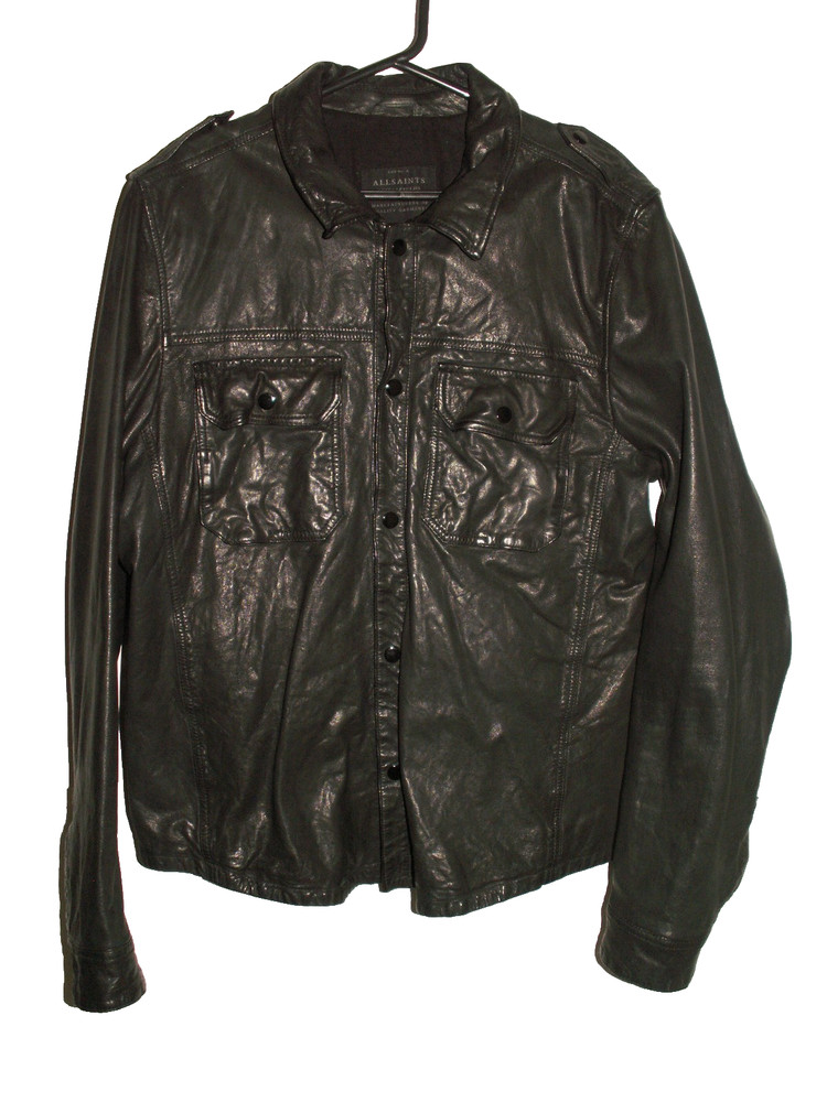 Men’s All Saints SECTION LEATHER SHIRT jacket overshirt XXL (ref88) £199.99!!!!!
