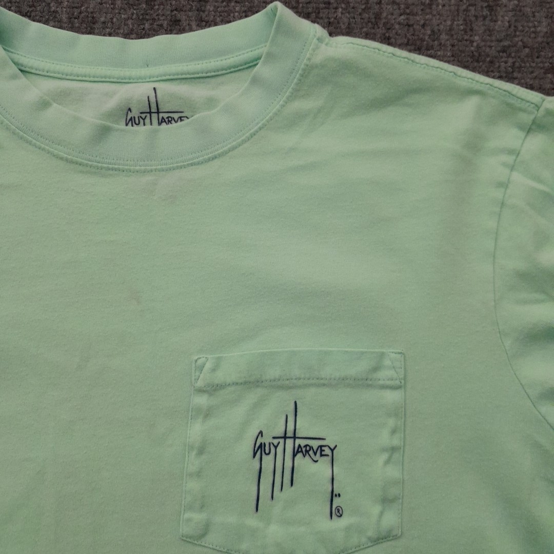 Guy Harvey T Shirt Mens L Green Pocket Grand Slam Graphic Fishing Outdoors Beach gallery