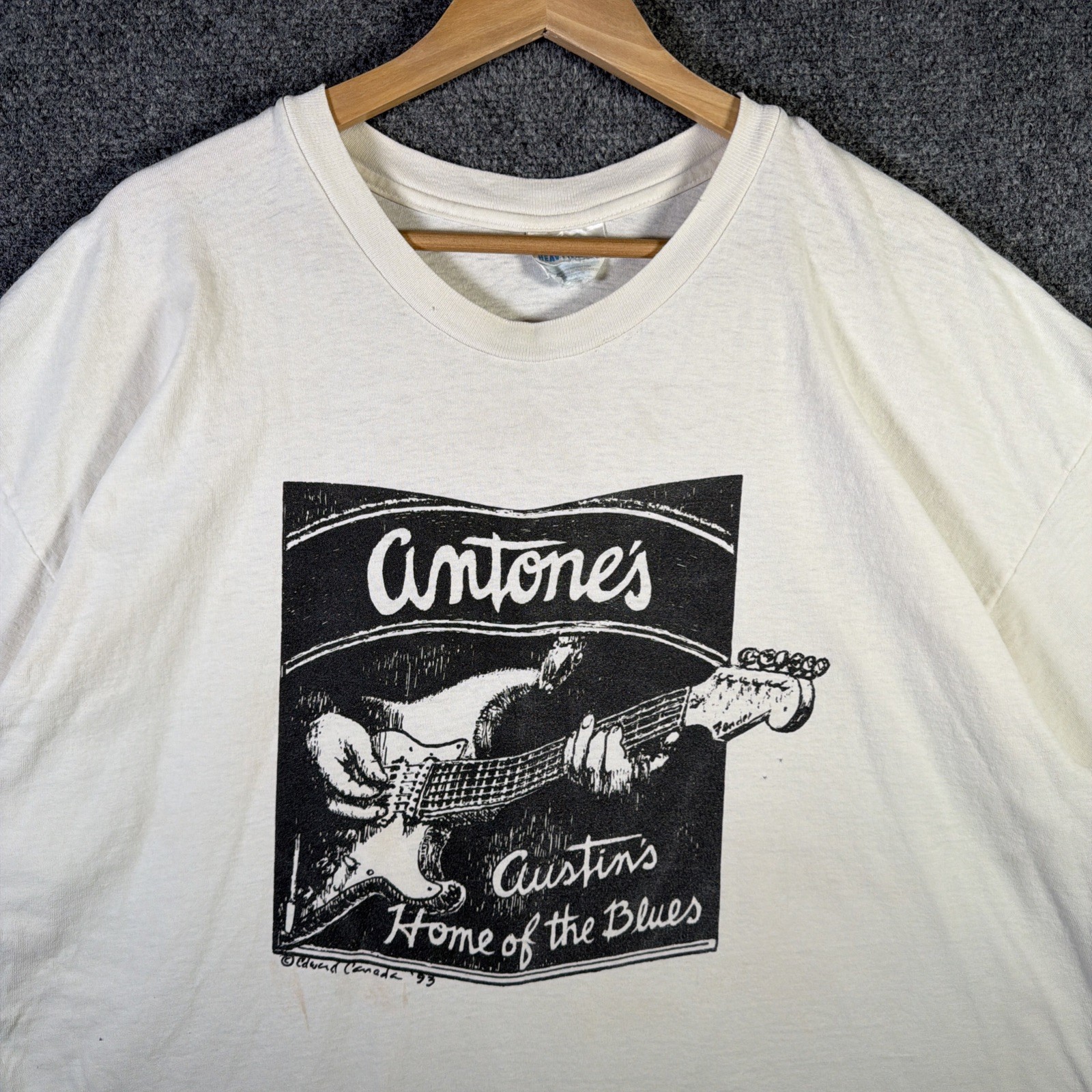 Vintage Antones Shirt Mens XL White 90s Home Of The Blues Portrait Art Jazz USA gallery