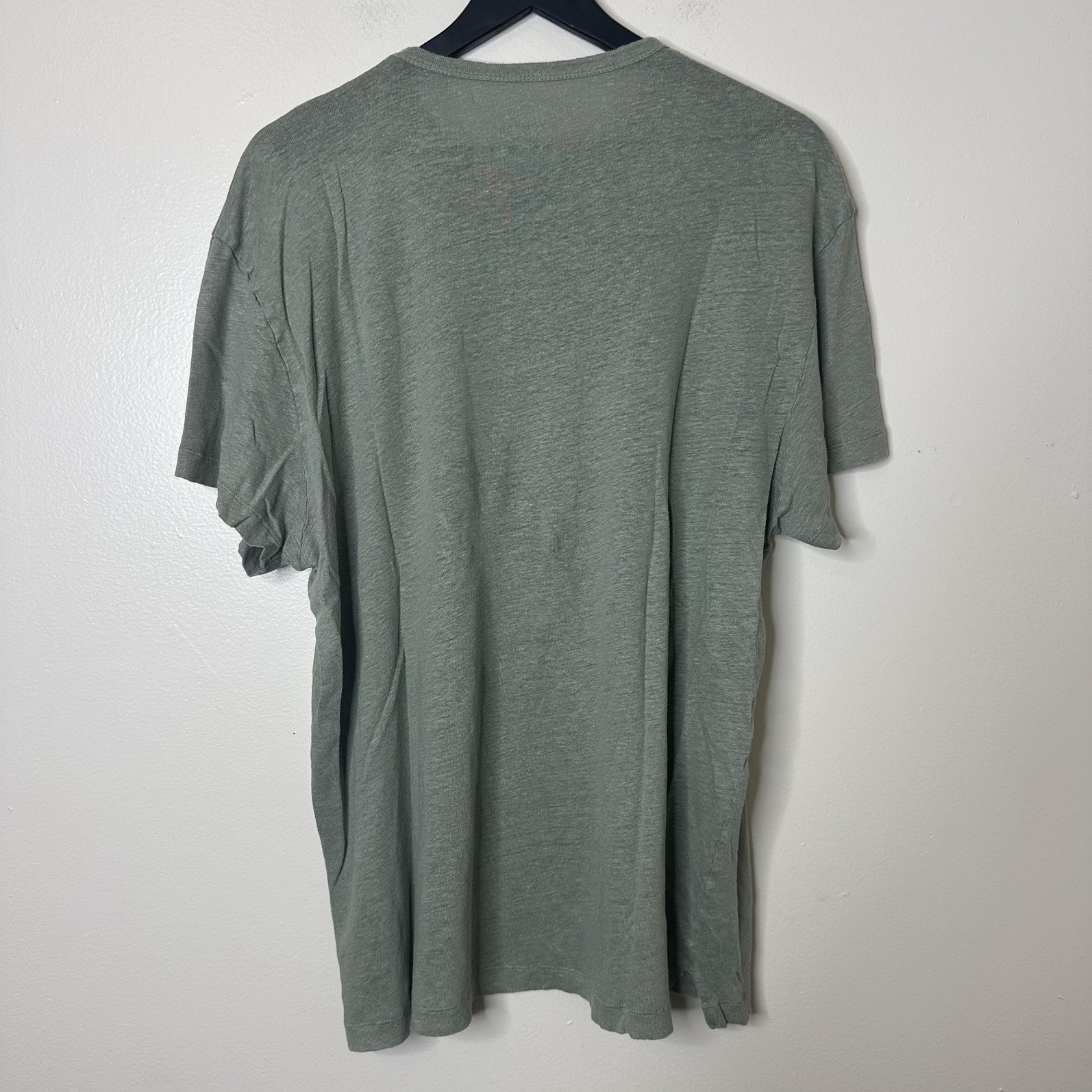 Alex Crane 100% Linen T Shirt Mens XL Essential Knit Sun Tee Moss Green Thin gallery