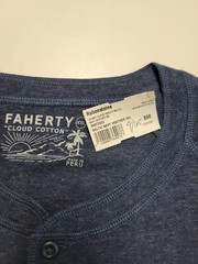 $98 New FAHERTY Cloud Cotton HENLEY T-Shirt Men’s XXL 2XL Baltic Navy Blue L/S