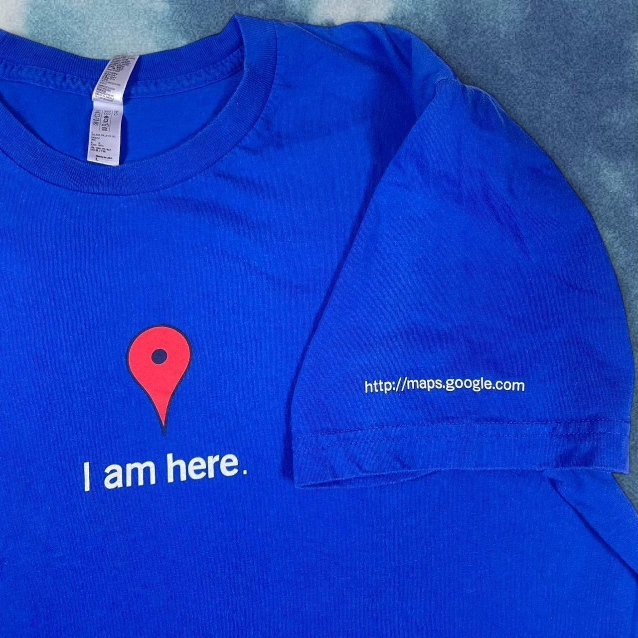Vintage 2000s Y2K Google I am Here Blue Graphic Funny T-Shirt Humor Size Large gallery