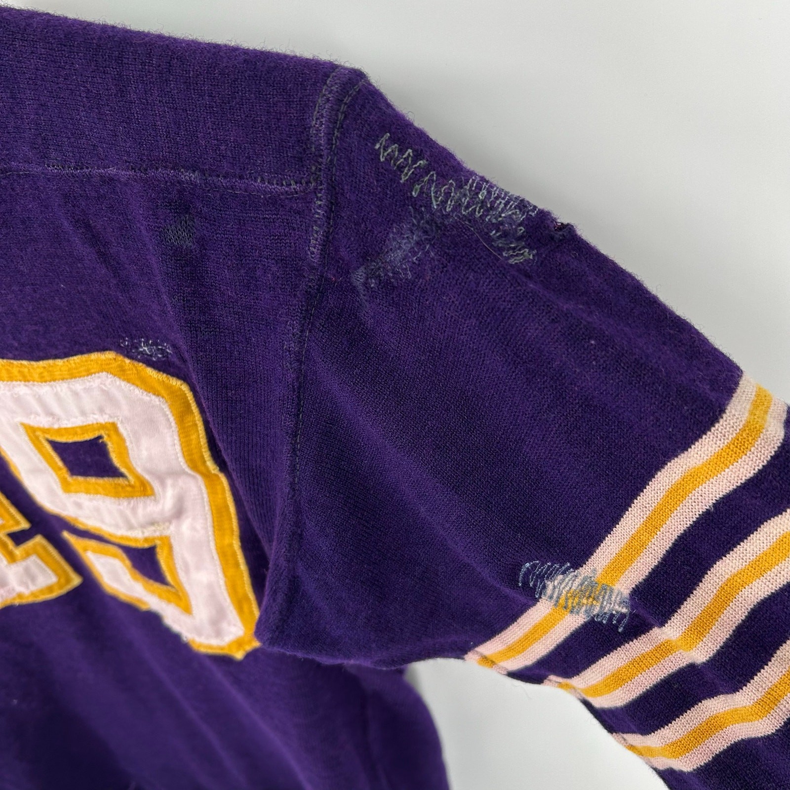 VTG 20s 30s Purple O'Shea Knitting Mills Wool Button Crotch Football Jersey 42 gallery