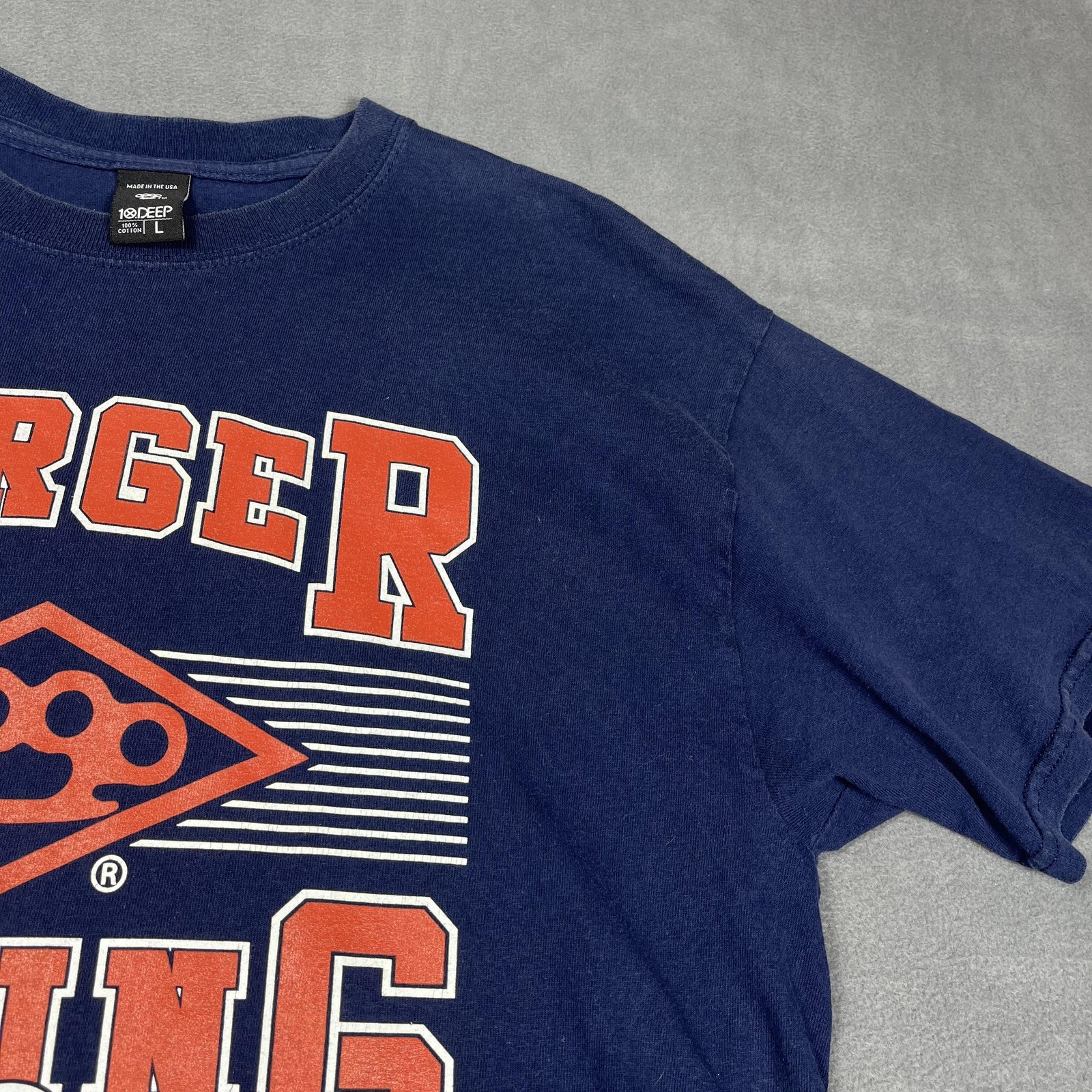 10 Deep Shirt Mens Large Navy Blue Larger Living Graphic Tee Made In USA 2012 gallery