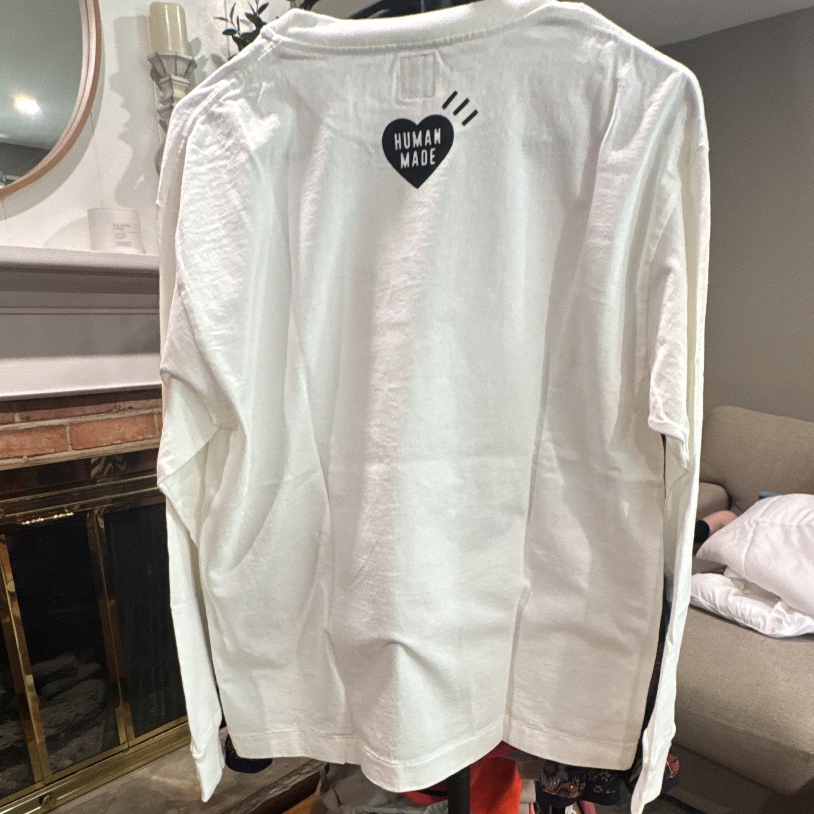 HUMAN MADE White Long Sleeve Graphic Logo Tee Duck Crew Neck Size S HM28CS010 gallery