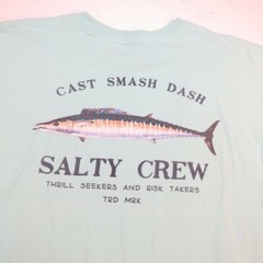 SALTY CREW CAST SMASH DASH SURF DIVE FISH FISHING TEE T SHIRT Mens S Green
