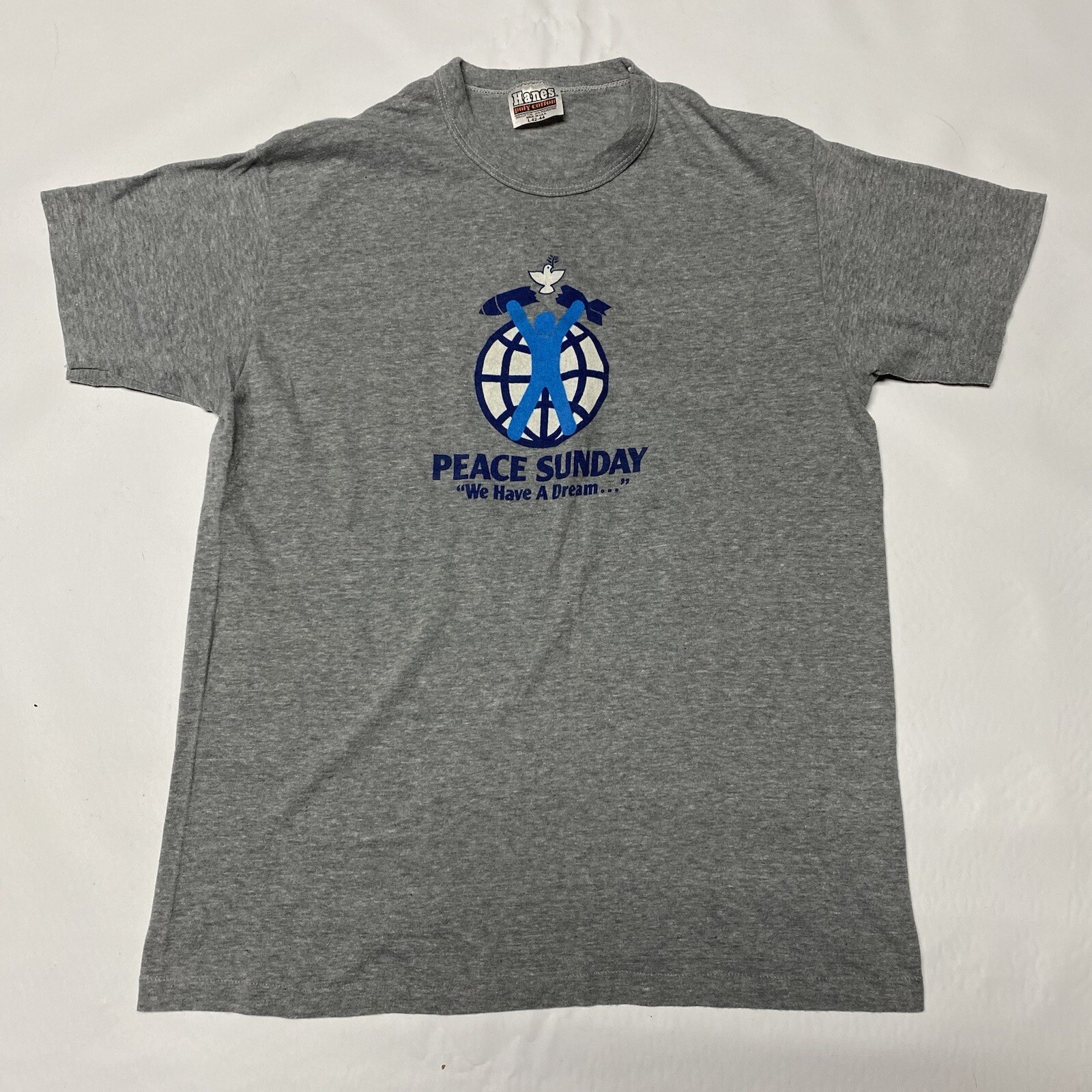 Peace Sunday “We Have A Dream” Grey Rose Bowl Concert 80s Shirt Tee 1980s 90s L