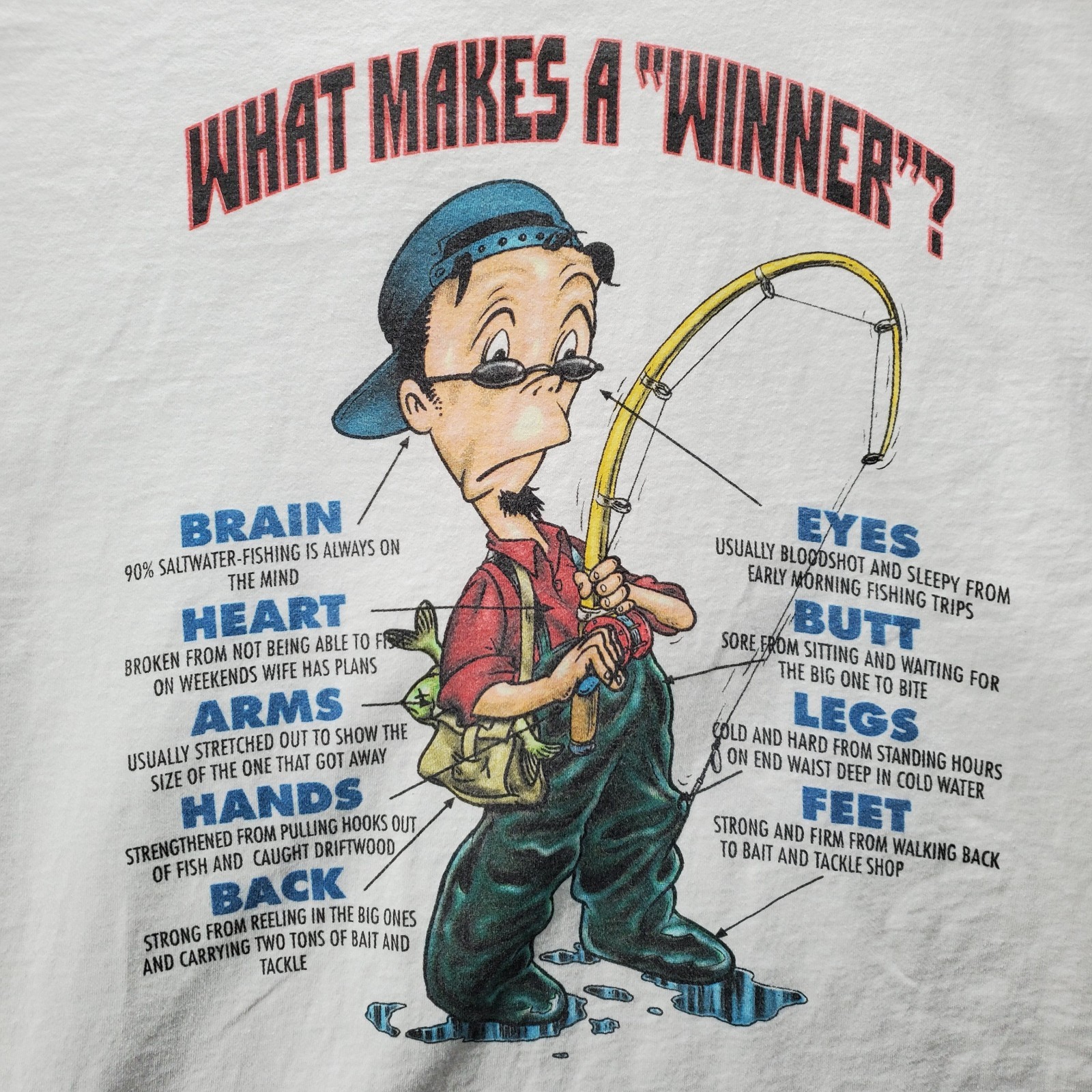 Vintage What Makes A Winner Fishing T Shirt Mens Large Funny Humor Tultex gallery
