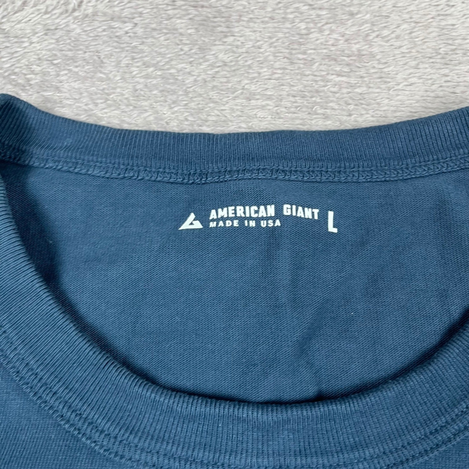 American Giant Everest T Shirt Mens Large Blue Heavyweight Cotton Made in USA L gallery