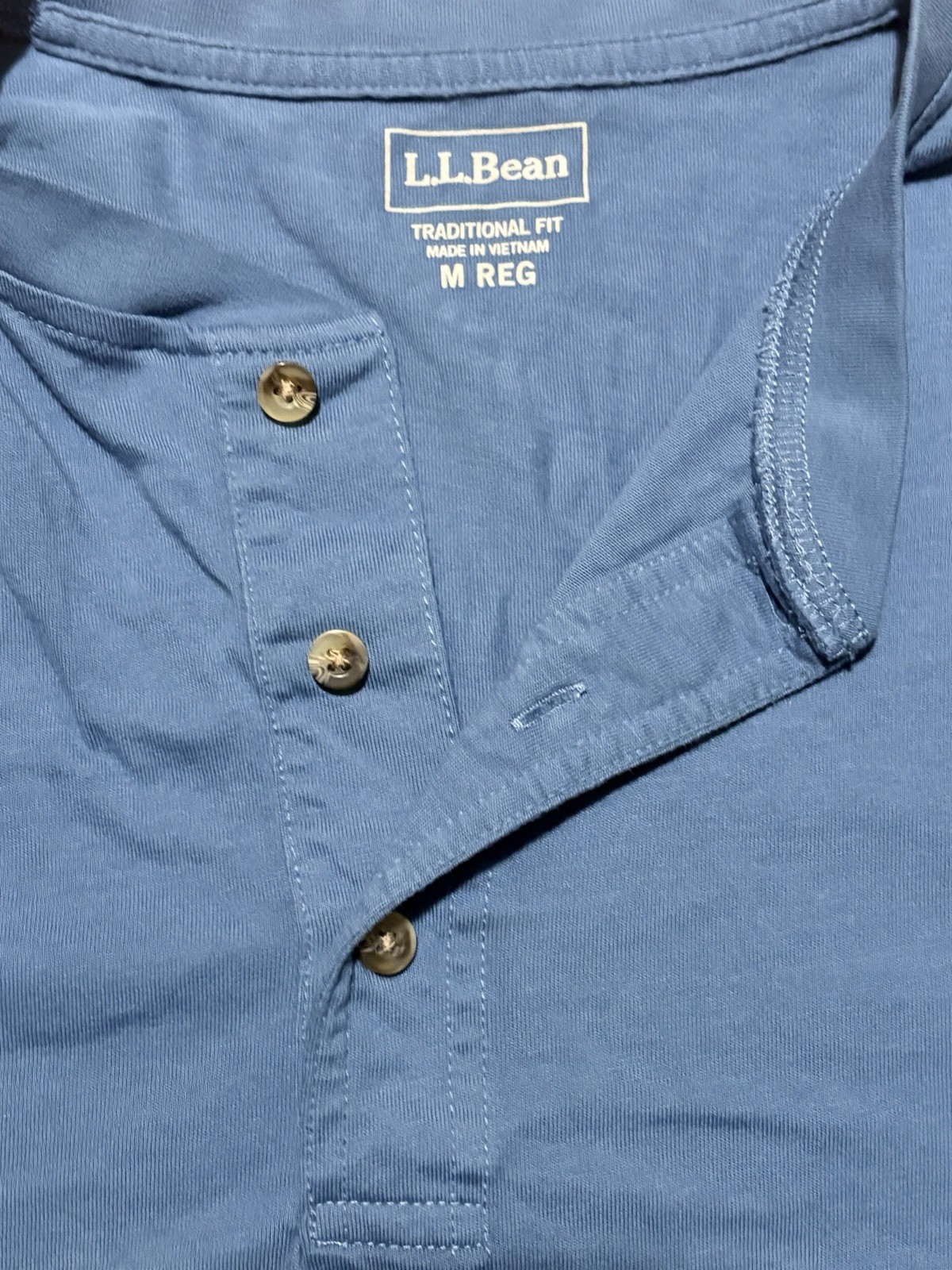 L.L. Bean Men's Carefree Unshrinkable Tee Traditional Fit, Henley Blue, Medium gallery