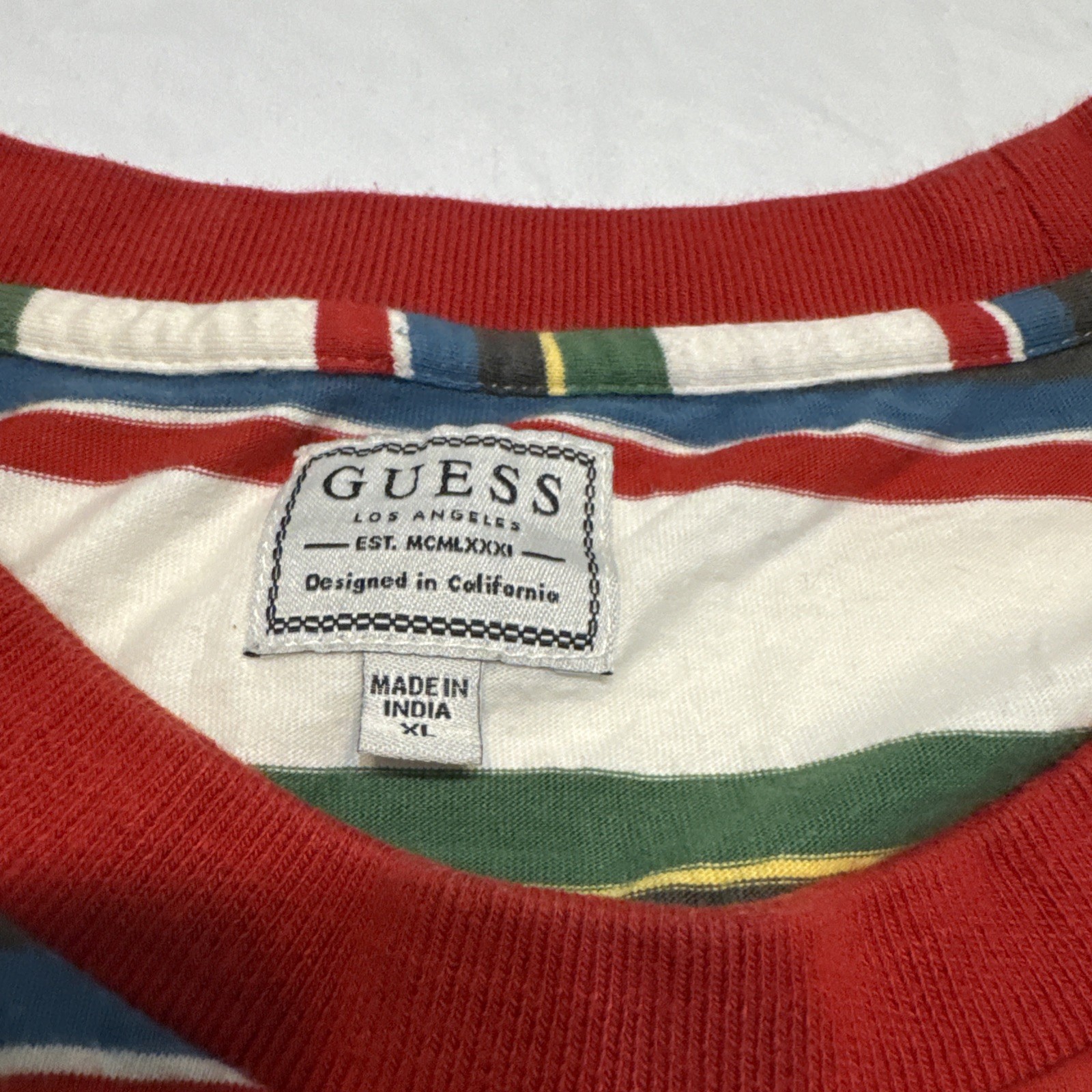 Guess Shirt Men XL Striped Colorful Embroidered Logo Y2K Los Angeles A$AP gallery